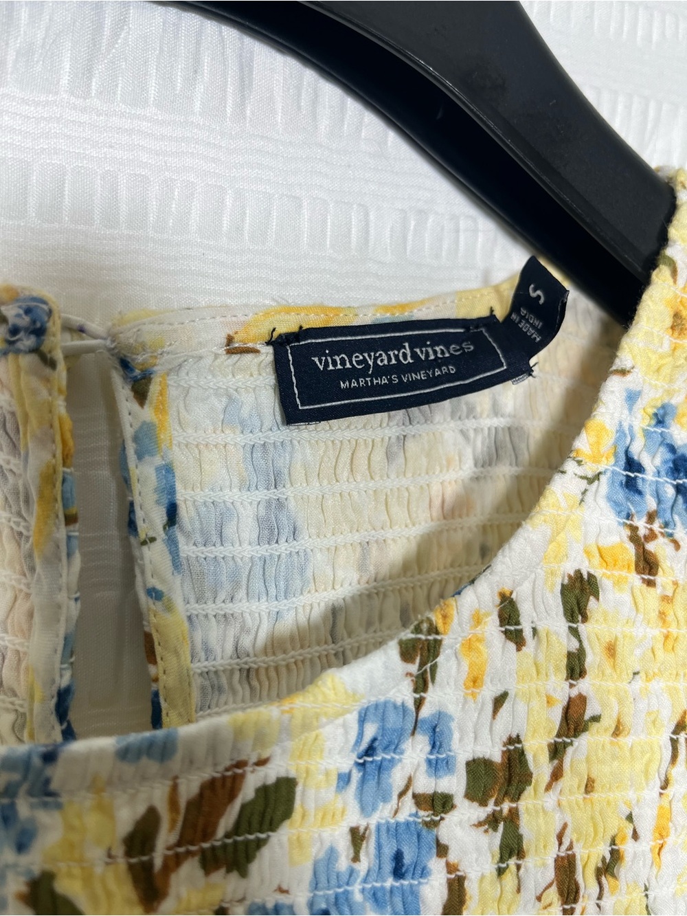 VINEYARD VINES Yellow and Blue Floral Smocked Maxi Dress Size Small - Picture 3 of 7